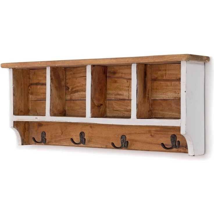 DESIGN DELIGHTS Wandgarderobe RUSTIKALE WANDGARDEROBE mit Fächern "VINTAGE 70", 70x27x11cm(BxHxT) – Bild 1
