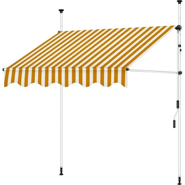 Balkonmarkise Klemmmarkise Markise 150-400cm LED Balkon Orange/Weiß 250x120cm – Bild 2