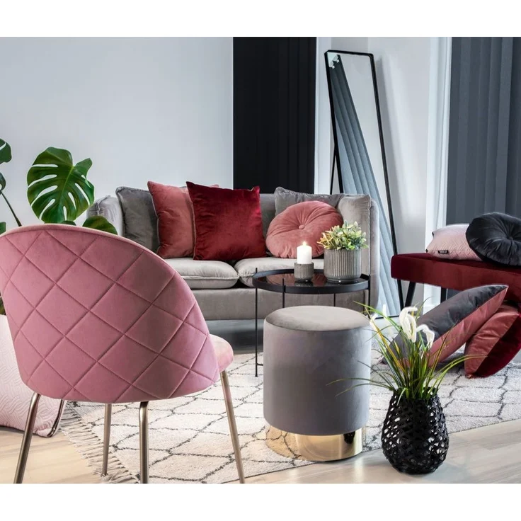 House Nordic Esszimmerstuhl, Samt, Rosa, Beine in Messingoptik, HN1214 - 2er set – Bild 6