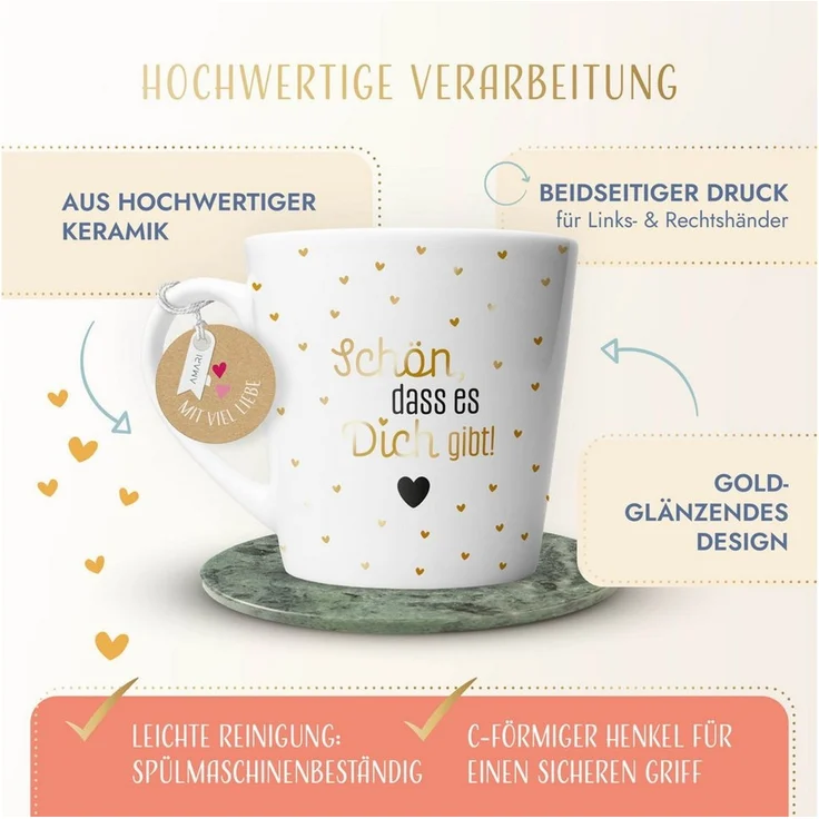 Amari Tasse hochwertige Goldveredelung (Nr. 22) Geschenkidee, Kaffeetasse Teetasse Bürotasse 330 ml für Freundin, Mama, Kollegin – Bild 2