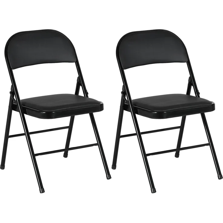 HOMCOM Klappstühle, Kunstleder, Stahl, Schwarz, 45L x 46B x 78H cm – Bild 1