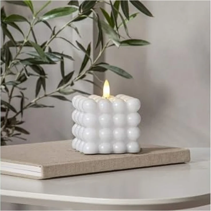 LED Bubble Kerze Dot, Echtwachs, weiß – Bild 3