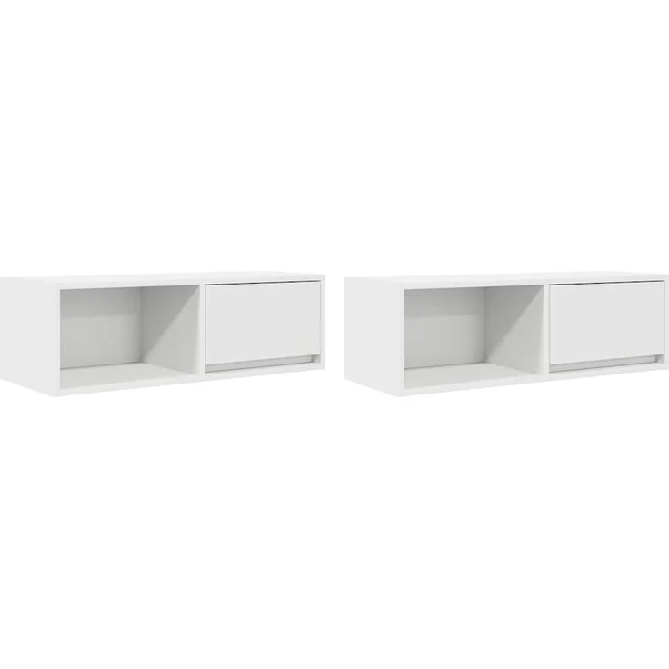 2 pcs TV-Schrank, Lowboard TV Weiß 80x31x25,5 cm Holzwerkstoff – Bild 2