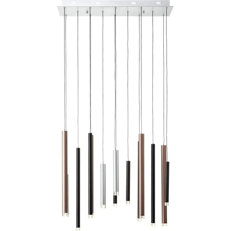 BRILLIANT Lampe Cembalo LED Pendelleuchte 14flg braun/Kaffee | 14x 4W LED integriert, 293lm, 3000K | In 3 Stufen über Wandschalter dimmbar | In der Höhe einstellbar / Kabel kürzbar