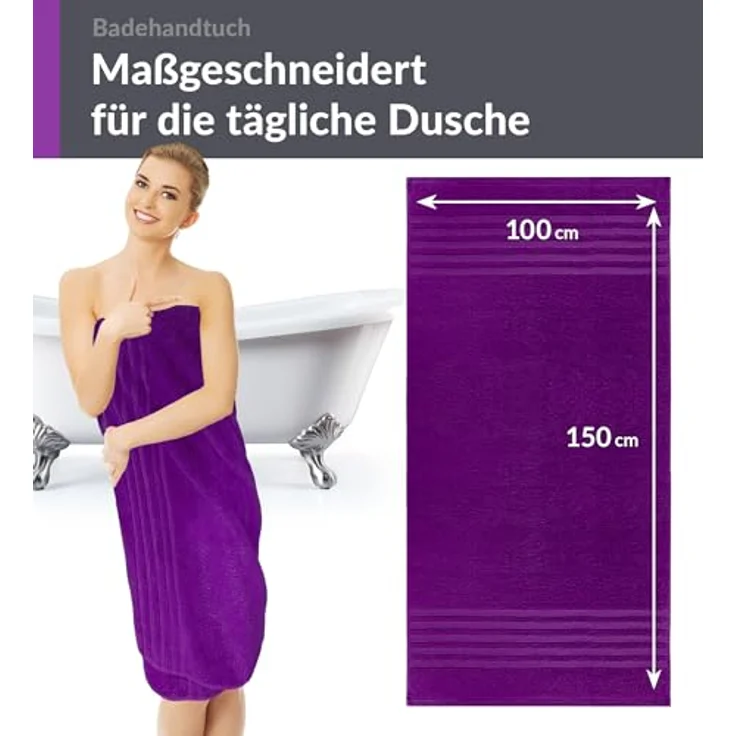 Lashuma Badetuch - XXL Handtuch London, Frottee (1-St), großes Badehandtuch - Duschtuch 100x150 cm für Damen & Herren – Bild 6