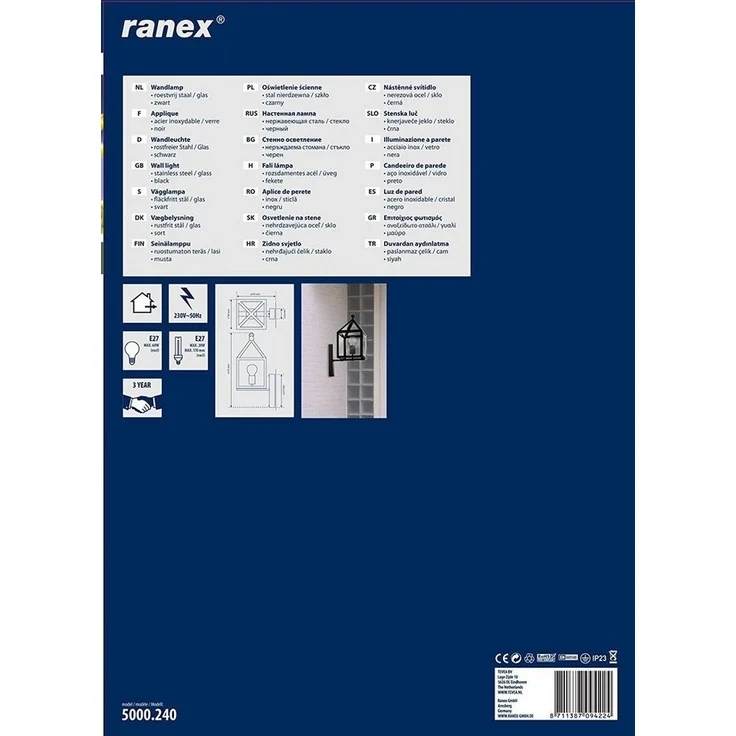 ranex Wandleuchte Ranex Wandleuchte Leusden Schwarz Außenleuchte Gartenleuchte – Bild 3