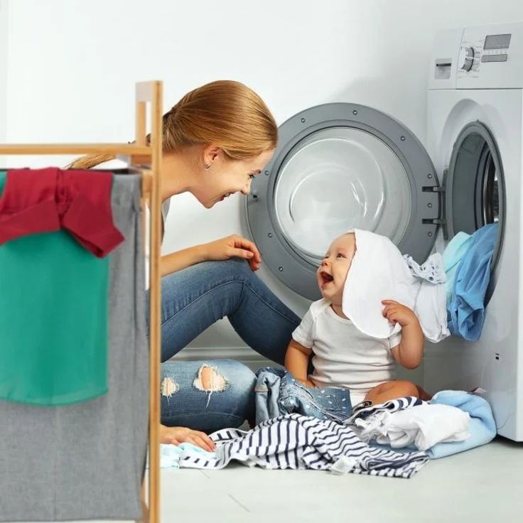 Wäschekorb 2 Fächer mit Ablage – Bild 3