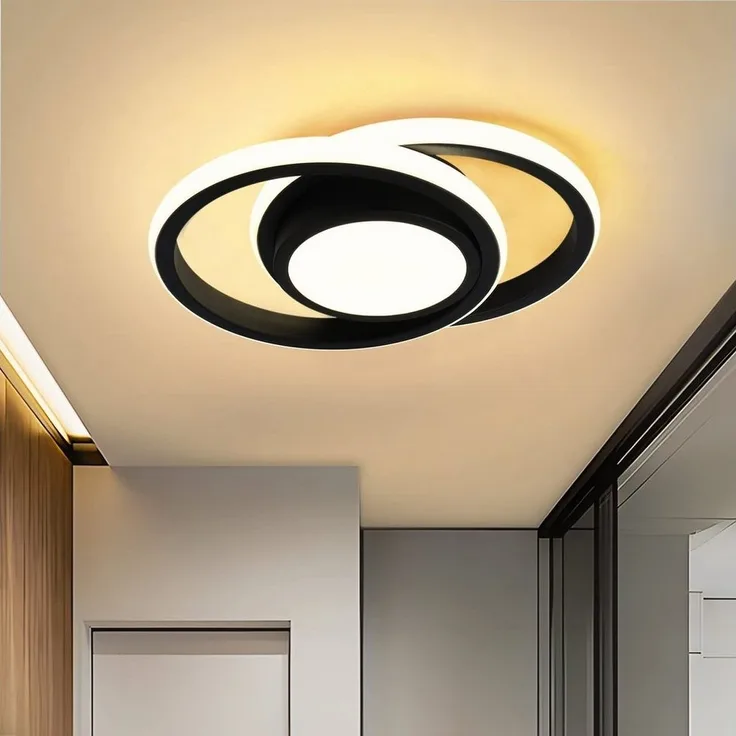 JDONG LED Deckenleuchte 30/32CM Schwarz/Weiß deckenlampe, LED fest integriert, 24W Natürliches 4000K Runde / Ekig, Für Schlafzimmer, Küche, Flur, Gang, Restaurant Durchmesser 30CM