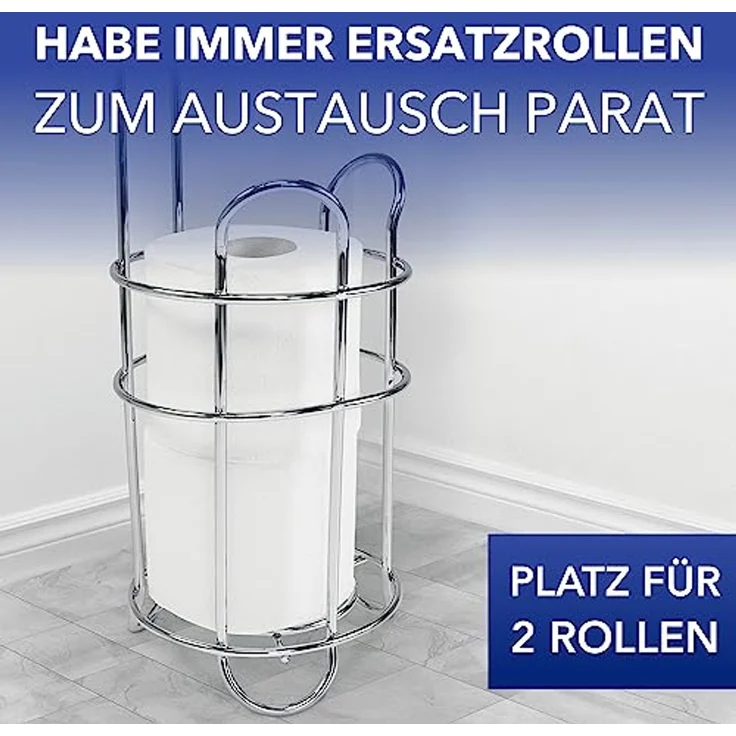 WENKO Toilettenpapierhalter, Chrom, mit Bevorrater und Ablage – Bild 4