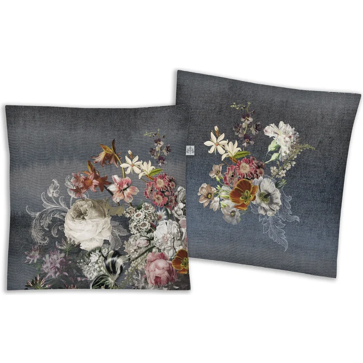 Irisette Dekokissen Kuschelkissen Sofakissen Flowerpower grau 45x45 cm 8933-90 – Bild 1