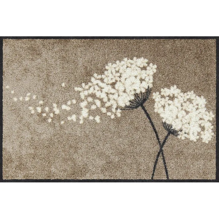 Salonloewe Fußmatte Salonloewe WISHFULL BLOSSOM TAUPE Fußmatte Wohnmatte 50 x 75 cm, Rechteckig, Höhe: 7 mm, In- und Outdoor, waschbar bei 40° Grad in der Waschmaschine und trocknergeeignet