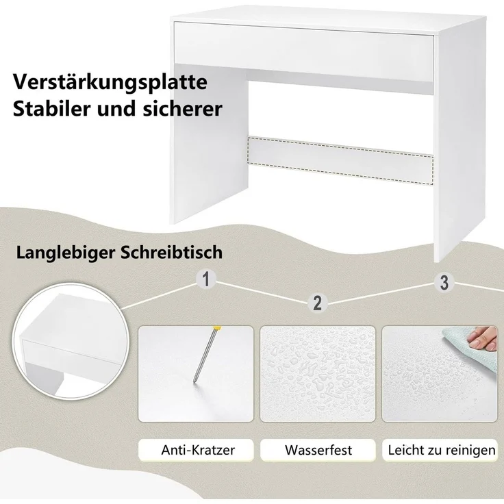 EUGAD Schreibtisch (1-St), Bürotisch PC Tisch mit Schublade&Stauraum – Bild 3