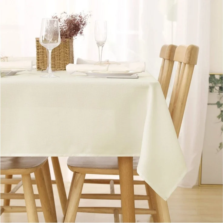 Deconovo Tischdecke Wasserabweisend Tischwäsche Lotuseffekt Tischtuch Leinenoptik (1er Set, 100 % Polyester), fleckabweisend Tischdecke pflegeleicht waschbar Table Cloth rechteckig – Bild 1