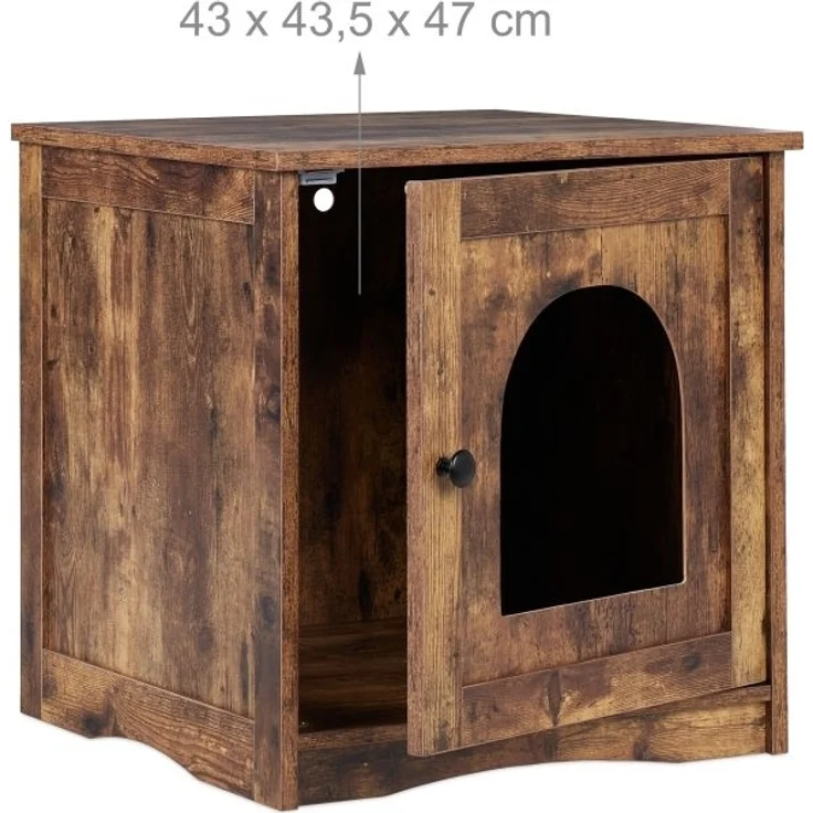 Katzenschrank für Katzenklo mit Tür, braun, 50 x 48 x 50 cm – Bild 5