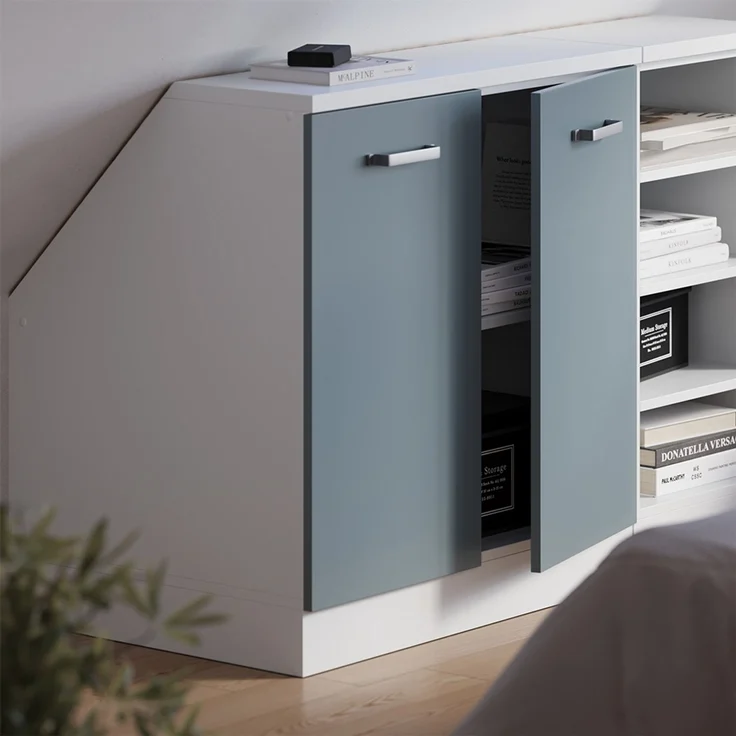 Küchenschrank für Dachschrägen R-Line Blau-Grau 80 cm mit 2 Türen, Schrankkorpus 60 cm Tiefe Vicco – Bild 4