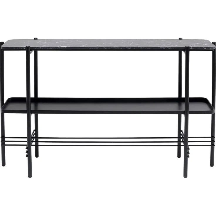 Kare Design Konsole Bennet, Schwarz, Konsolentisch, Marmor Deckplatte, Stahlgestell, Unikat, 72 x 120 x 30 cm (H/B/T)