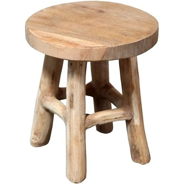 Spetebo Blumenhocker Teak Blumenhocker - natur / Ø 15 cm (Packung, 1 St, Massivholz), Holz Pflanzen Ständer mit 4 Füßen