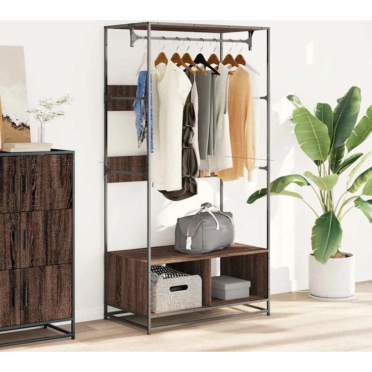 vidaXL Kleiderständer Braun Eichen-Optik 90x50x180 cm Holzwerkstoff 849298 – Bild 2