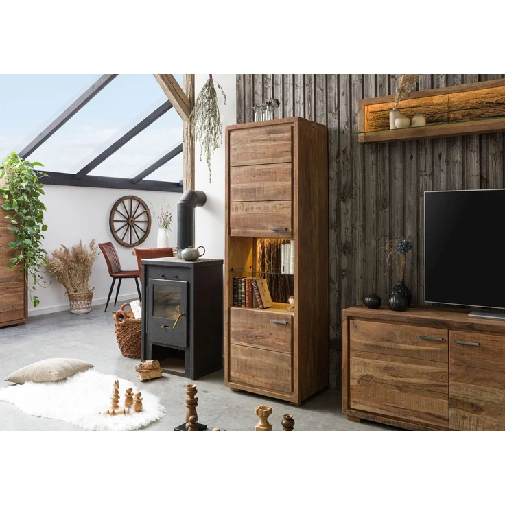 Vitrine Akazie 58x40x180 natur lackiert BARK #102 – Bild 2