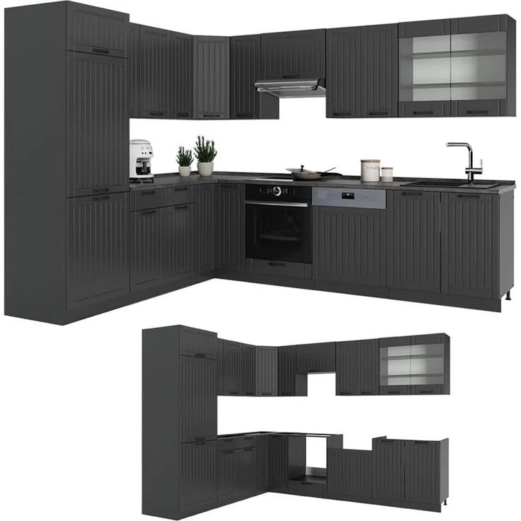 Eckküche Fame-Line Dunkelgrau/Anthrazit 287 x 227 cm, AP Eiche Vicco – Bild 7