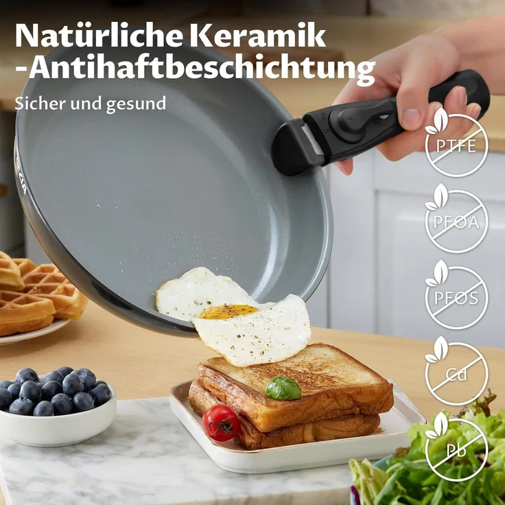 Pfannenset abnehmbaren Griffen Keramikbeschichtung Induktion 13-tlg – Bild 3