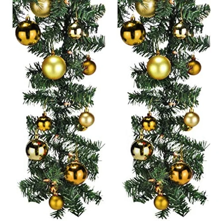 Mojawo Lichtervorhang XXL LED Tannengirlande 810cm mit 100 LED inkl. 60 Stück Baumkugeln – Bild 1