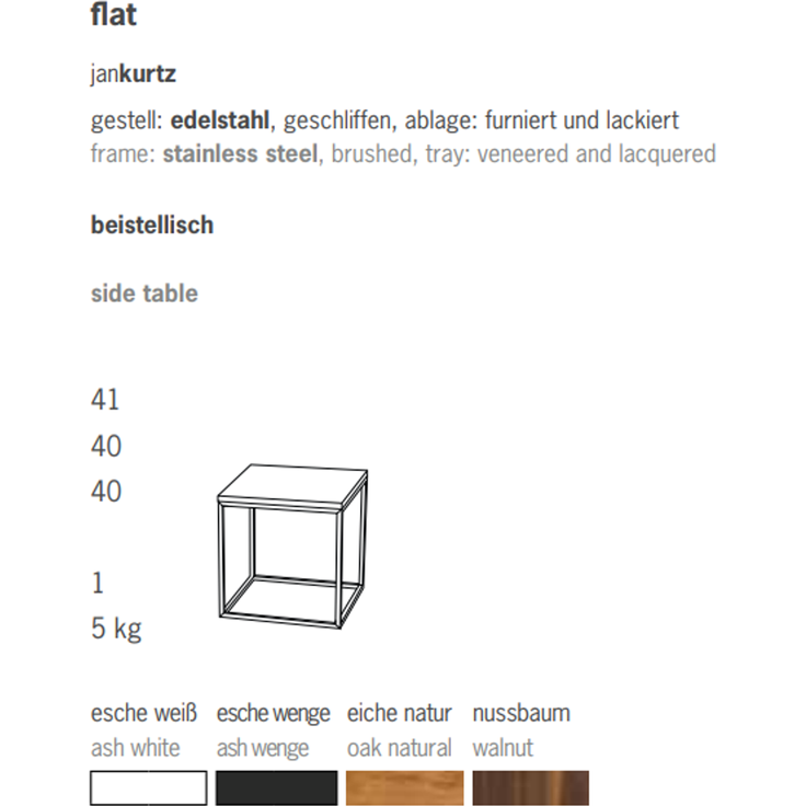 Beistelltisch Flat Quadratisch Stahlrohr pulverbeschichtet schwarz nussbaum – Bild 6
