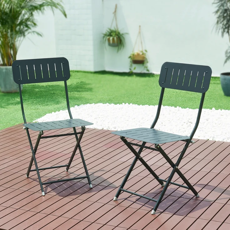Klappstuhl Sande 2er Set Stahl Schwarz [en. casa] – Bild 2