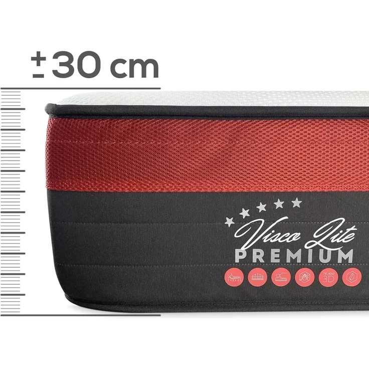 DUÉRMETE ONLINE Viskoelastische Matratze Lite Premium, Dicke 30 cm, optimaler Härtegrad und Komfort, mittlere Festigkeit, milbendicht, antibakteriell und hypoallergen, weiß, 135x190 cm – Bild 9
