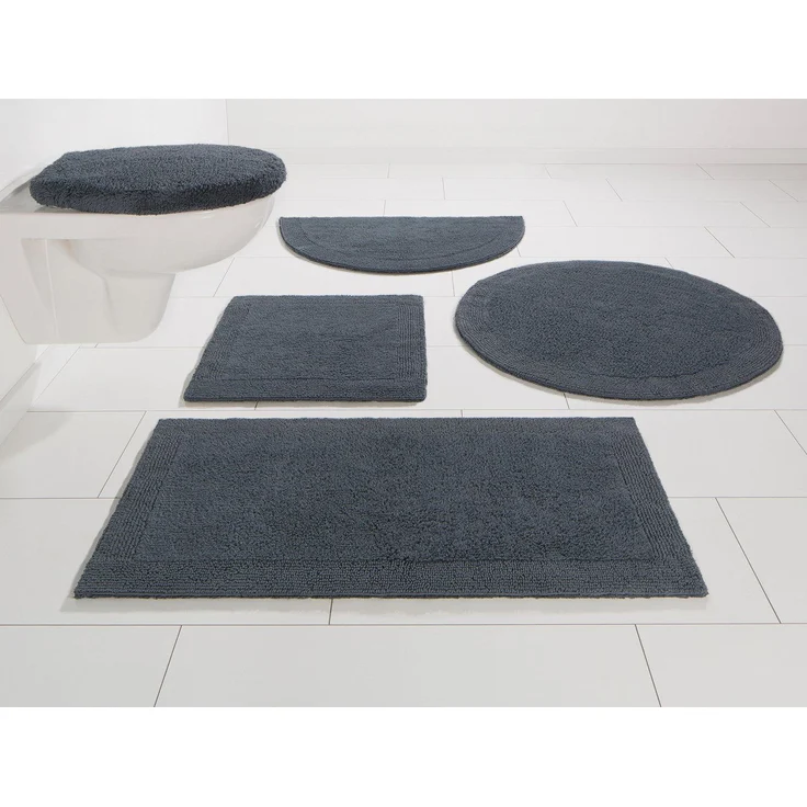 my home Badematte Kapra, Badvorleger, Badezimmer Teppich, Höhe 14 mm, beidseitig nutzbar, fußbodenheizungsgeeignet, strapazierfähig, Baumwolle, rechteckig, mit Bordüre, Badteppich, Badematte, Baumwolle – Bild 1