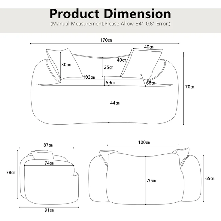 Gebogenes 2-Sitzer Sofa, ergonomisch gepolstert mit Federkern, fertig montiert & pflegeleicht,Rosa – Bild 10