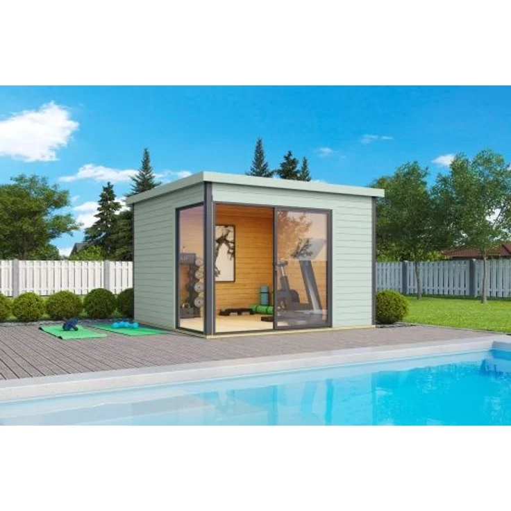 Lasita Maja Gartenhaus Domeo 1-4 Gartenhaus aus Holz in Silber Holzhaus mit 44 mm Wandstärke Blockbohlenhaus mit Montagematerial – Bild 11