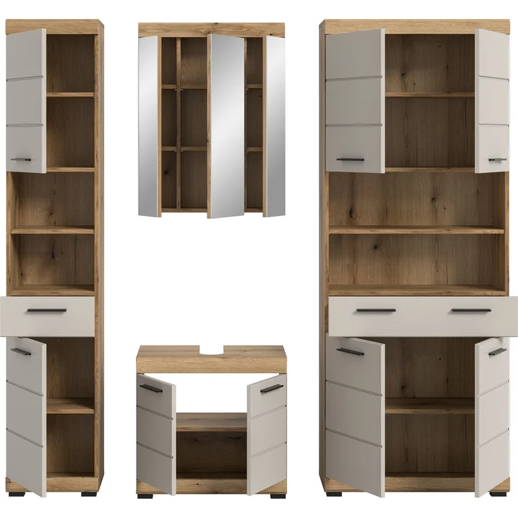 Badezimmer-Set >Scout< in Evoak Oak / Kaschmir - 201x191x34cm (BxHxT) – Bild 3