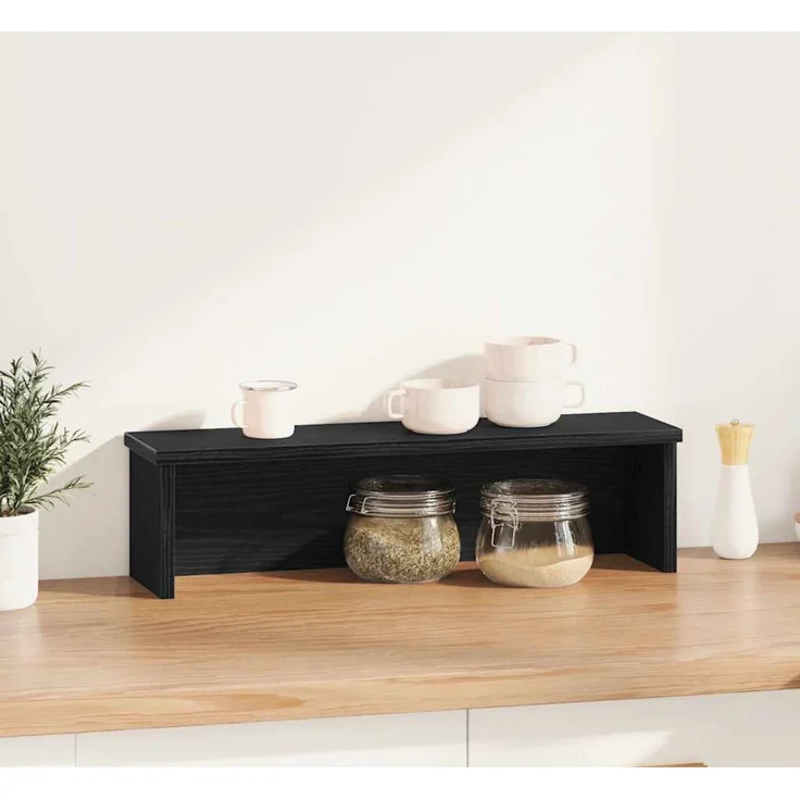 vidaXL Küchenregal Stapelbar Schwarz 60x15x16 cm Holzwerkstoff 860501 – Bild 1