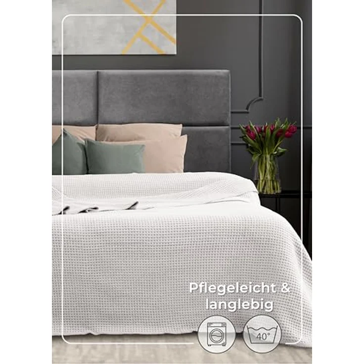 Wohndecke Wohndecke Waffelpique aus Baumwolle - Kuscheldecke, Baumwolldecke -, Laynenburg, Decke als Sofa-decke, Couchdecke, Wolldecke aus Baumwollmix – Bild 8