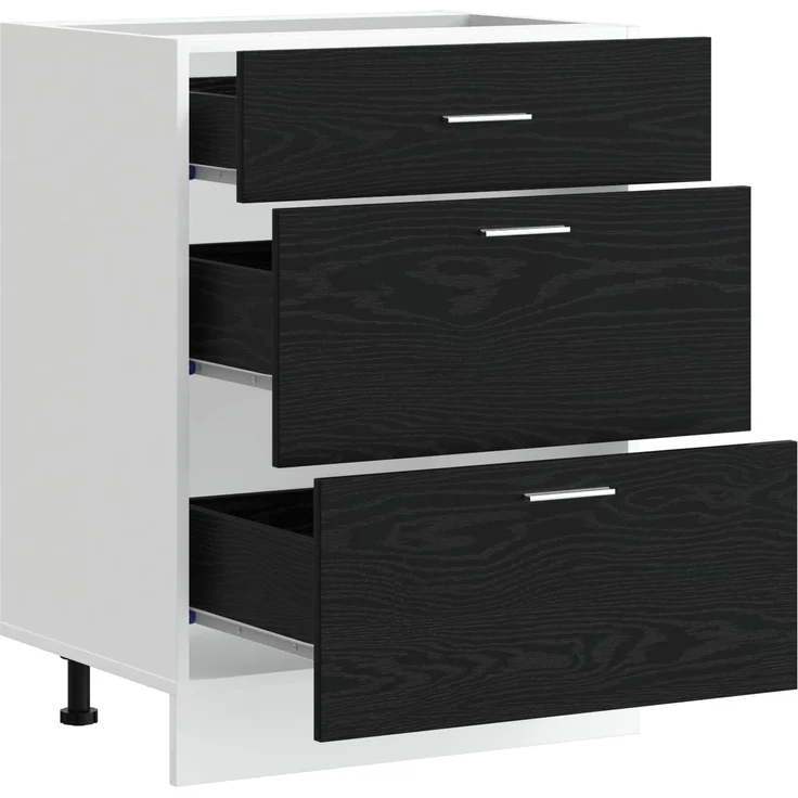 vidaXL Küchenunterschrank Schwarz Eichen-Optik 60 x 46 x 81,5 cm 876694 – Bild 4