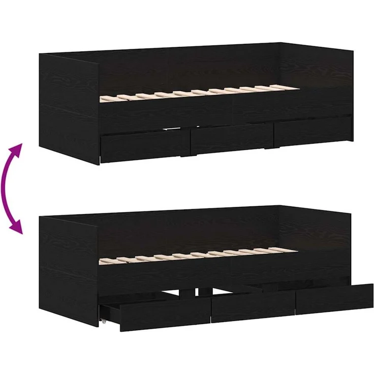 vidaXL Tagesbett Schwarz Eichen-Optik 90 x 190 cm Holzwerkstoff 3333998 – Bild 10