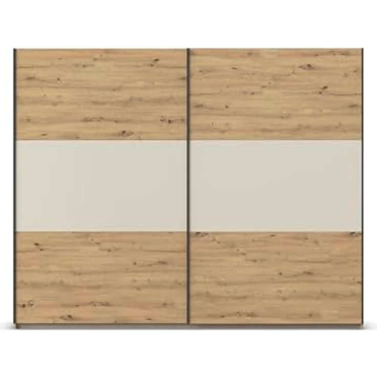 Rauch Möbel Neo, Schwebetürenschrank, Kleiderschrank, Kleiderschränke, Garderobe, Schrank mit Stauraum, 2-türig, Farbe Eiche Artisan/Champagner, 261 x 210 x 59 cm – Bild 8