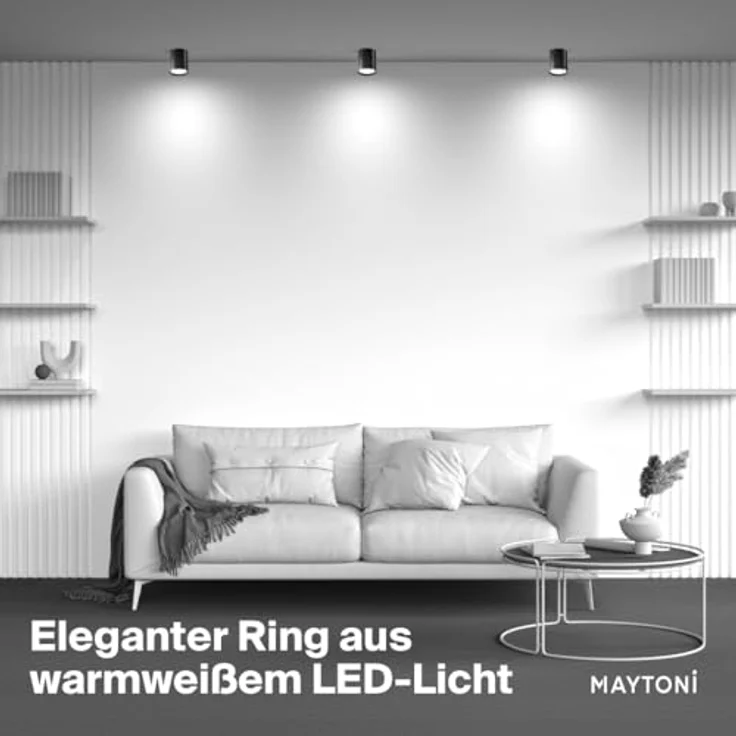MAYTONI HOOP Deckenleuchte GX53, 12 W - moderner Downlight aus Aluminium in Schwarz für präzise Beleuchtung in Küche, Flur und Wohnzimmer – Bild 5