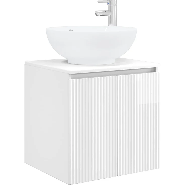 vidaXL Wandmontierter Waschbeckenunterschrank Hochglanz Weiß 890446 – Bild 2