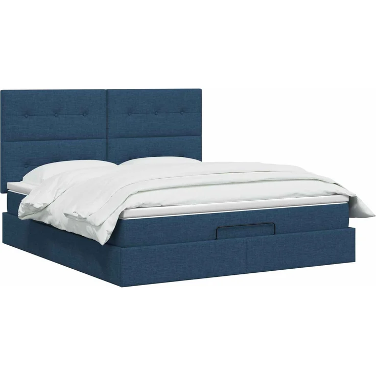vidaXL Ottoman Bett mit Matratze mit Kopfteil Blau 180 x 200 cm Stoff 3457514 – Bild 3