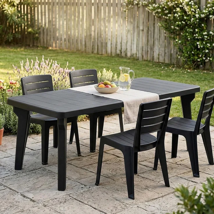 Dmora - Tisch im Freien Mercurio, rechteckiger Regal, ausziehbarer Garten- oder Bartisch, 100% Made in Italy, 160-220x90h74 cm, Anthrazit – Bild 1