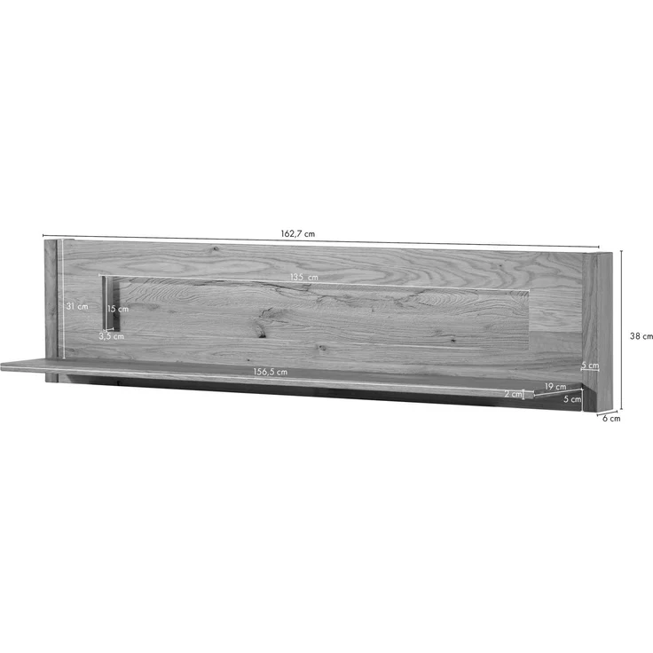 Wandregal Wildeiche inkl. LED 164x25x38 natur geölt CARDIFF #151 – Bild 8
