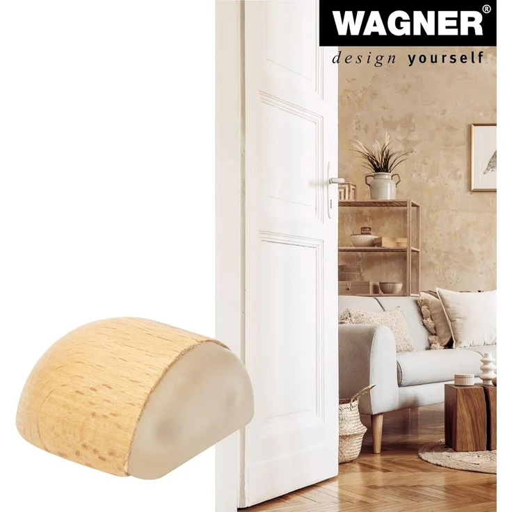 WAGNER Bodentürstopper WOOD - 40 x 40 x 25 mm, Buche massiv, selbstklebend, rückstandslos entfernbar - 15509411 – Bild 3