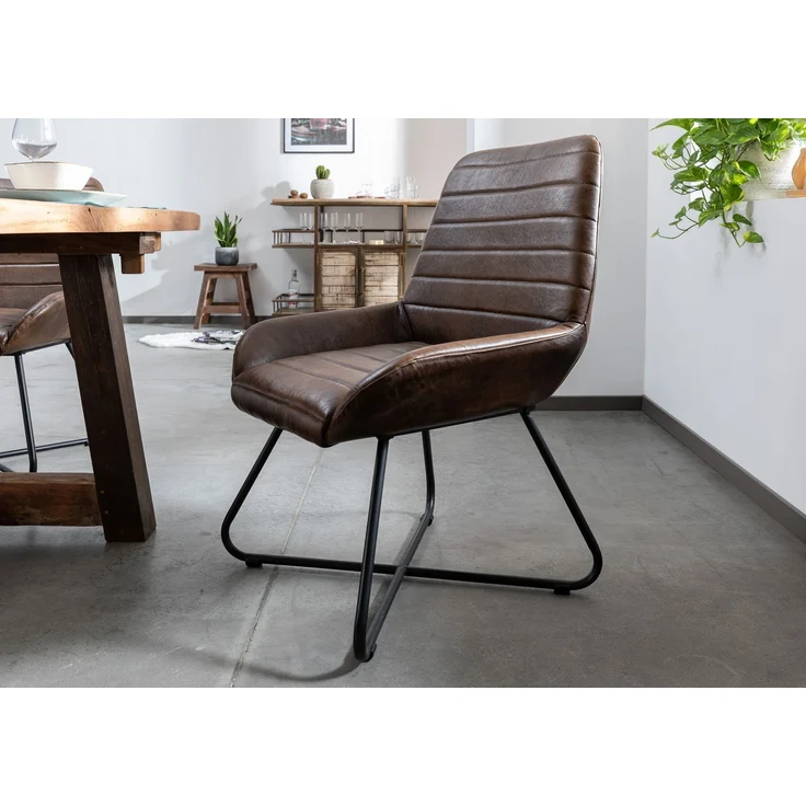 Stuhl Echtleder 59x68x93 dunkelbraun IRON LABEL #16 – Bild 8