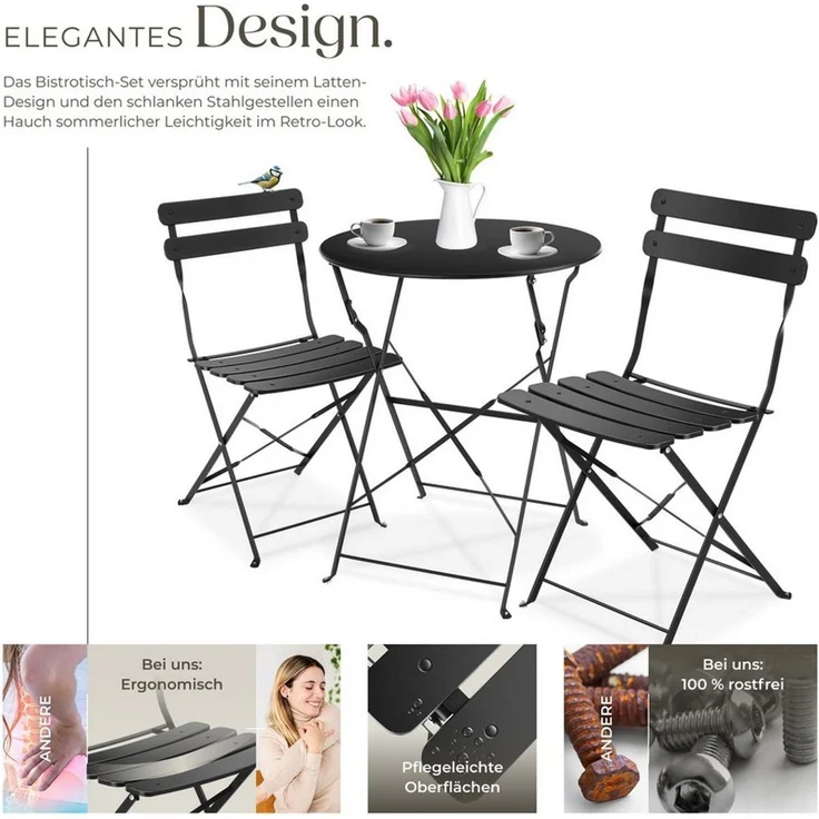 tectake Essgruppe Bistrotisch Set, (Set, 3-tlg), für 2 Personen – Bild 3