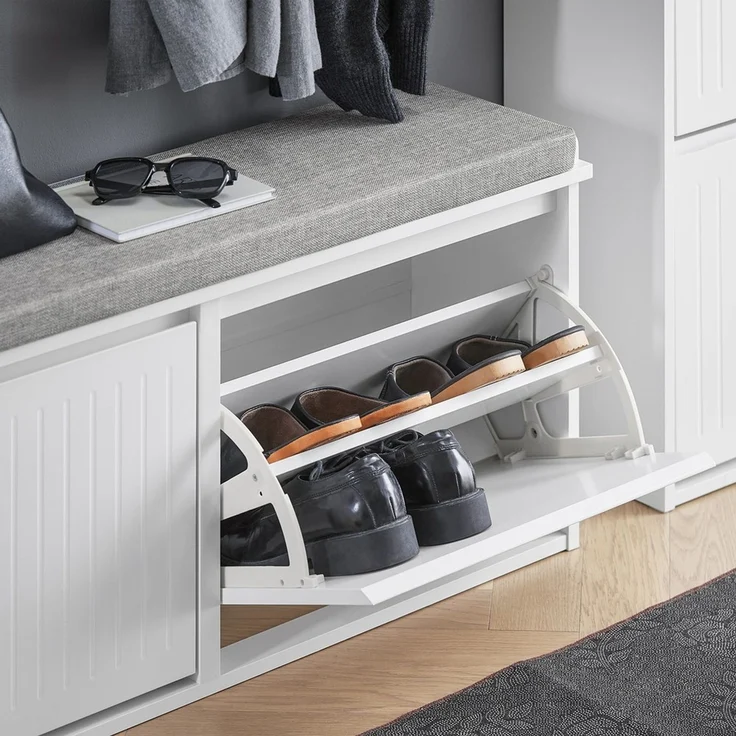 SoBuy FSR98-XL-W Schuhbank, MDF, Lackiert, Weiß, 100 x 46 x 26 cm – Bild 5