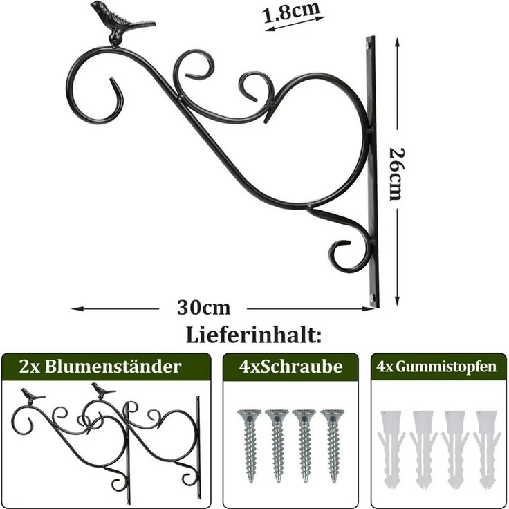 Clanmacy Wandhaken 8x Haken Blumenampel Vöglein Wandhaken Gusseisen Wandhalterung – Bild 2