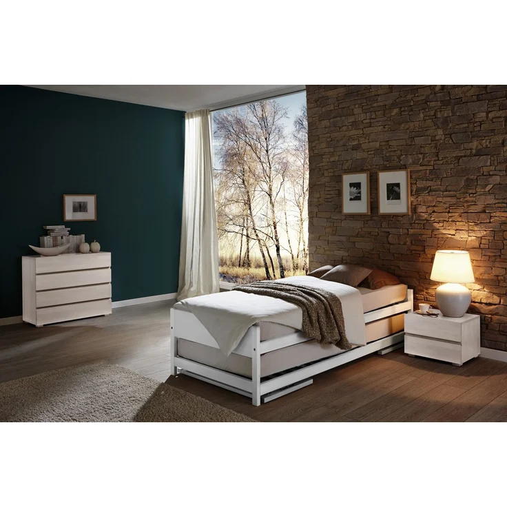 Hasena Gästebett Lido Weiß mit Aufklapp-Funktion Lattenrost Star U MDF weiss deckend – Function-Kids – Bild 2