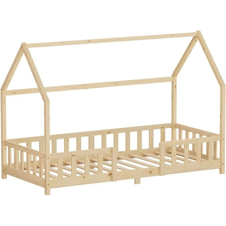 ML-DESIGN Spielbett Hausbett Kinderbett inkl. Lattenrost kreativ Bodenbett für Kinder, Abenteuerbett ohne Matratze 90x200cm Holzbett Natur Kiefer Bettgestell – Bild 5